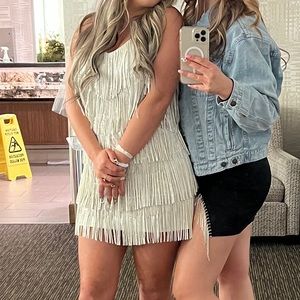 Fringe white dress